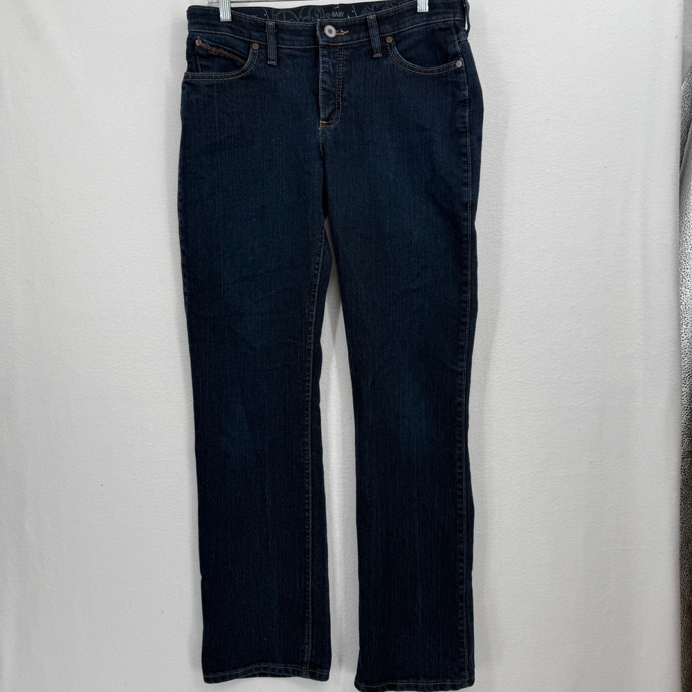 Wrangler Q-Baby Jeans Womens 9/10 x 34 Dark Wash Bootcut Ultimate Riding WRQ20DD - Picture 2 of 10